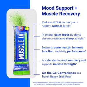 MUSCLE I.V.® Mood Support + Muscle Recovery Drink Mix – Green Apple